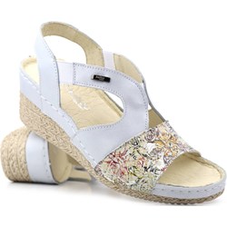 Sandały damskie Helios Komfort bez zapięcia na średnim obcasie na koturnie w kwiaty  - zdjęcie produktu