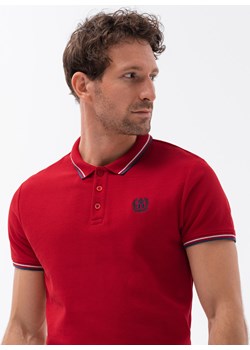 Koszulka męska polo z kontrastowym wykończeniem - czerwona V3 S1635 ombre - kod rabatowy