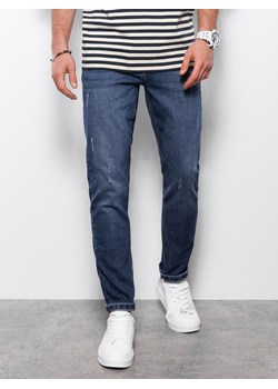 Spodnie męskie jeansowez przetarciami REGULAR FIT - ciemnoniebieskie V4 ombre - kod rabatowy