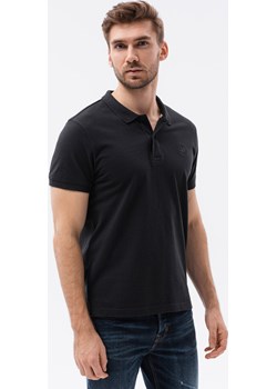 Koszulka męska polo bez nadruku S1374 - czarna ombre - kod rabatowy