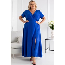Sukienka elegancka z krótkim rękawem z tkaniny  - zdjęcie produktu