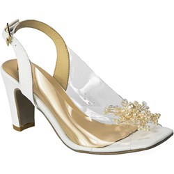 Sandały damskie Maccioni złote z klamrą na średnim obcasie eleganckie na  - zdjęcie produktu