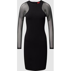 Sukienka Hugo Boss dopasowana mini z długimi rękawami z okrągłym dekoltem czarna casualowa  - zdjęcie produktu