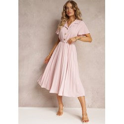 Sukienka Renee w serek różowa z krótkim rękawem  - zdjęcie produktu