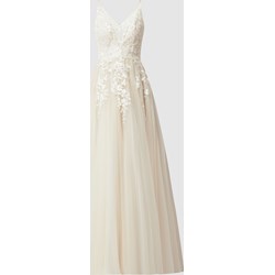 Sukienka Luxuar Fashion rozkloszowana tiulowa biała elegancka na ślub cywilny  - zdjęcie produktu