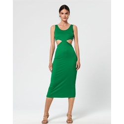 Sukienka Sinsay z okrągłym dekoltem zielona dopasowana bez rękawów  - zdjęcie produktu
