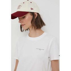 Bluzka damska biała Tommy Hilfiger z bawełny z krótkim rękawem  - zdjęcie produktu