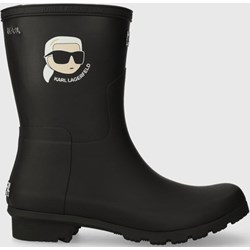 Kalosze damskie czarne Karl Lagerfeld płaskie casual bez zapięcia  - zdjęcie produktu
