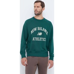 Bluza męska zielona New Balance z napisem dzianinowa  - zdjęcie produktu