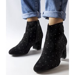 Botki czarne Gemre na zamek eleganckie na obcasie  - zdjęcie produktu