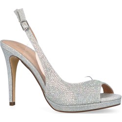 Menbur sandały damskie srebrne z klamrą eleganckie na szpilce  - zdjęcie produktu