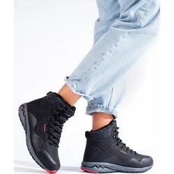 Buty trekkingowe damskie czarne DK wiązane sportowe płaskie  - zdjęcie produktu