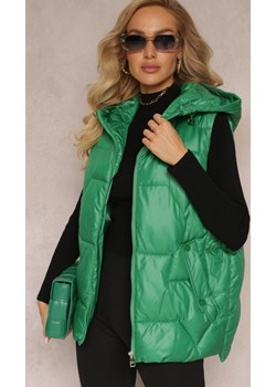 Zielona Kamizelka Pikowana z Kapturem Vaelite Renee promocja Renee odzież - kod rabatowy