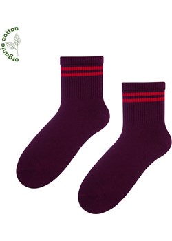 Skarpety z bawełny organicznej bordo w paski Regina Socks Estera Shop - kod rabatowy