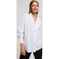 Koszula damska biała Moodo.pl z bawełny z kołnierzykiem  - zdjęcie produktu