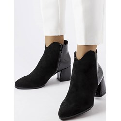 Botki czarne na zamek na obcasie  - zdjęcie produktu