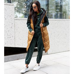 Kamizelka damska brązowa na jesień długa  - zdjęcie produktu