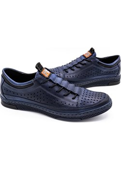 Buty męskie skórzane na lato K22 granatowe Polbut okazja butyolivier - kod rabatowy