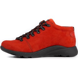 Czerwone buty trekkingowe damskie Butbal sznurowane płaskie  - zdjęcie produktu