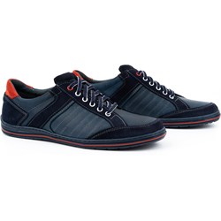 Półbuty męskie Komodo skórzane granatowe sznurowane wiosenne sportowe  - zdjęcie produktu