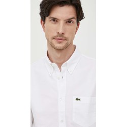 Lacoste koszula męska biała z długim rękawem casual z kołnierzykiem button down  - zdjęcie produktu