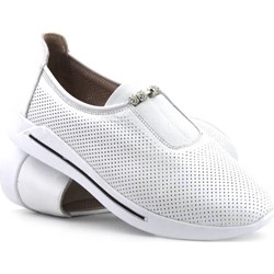 Buty sportowe damskie Venezia w stylu casual bez zapięcia białe na płaskiej podeszwie  - zdjęcie produktu