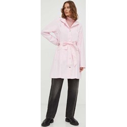 Rains kurtka damska różowa długa z kapturem  - zdjęcie produktu