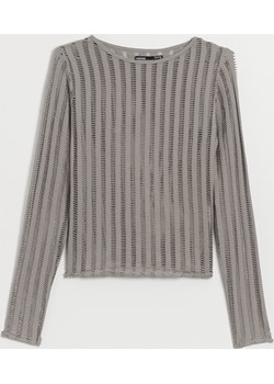 Ażurowy sweter z bawełny popielaty - Szary House House - kod rabatowy