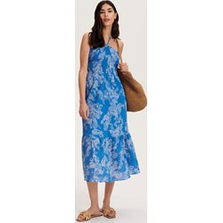 Reserved sukienka z tkaniny niebieska bez rękawów w kwiaty na wiosnę casual  - zdjęcie produktu