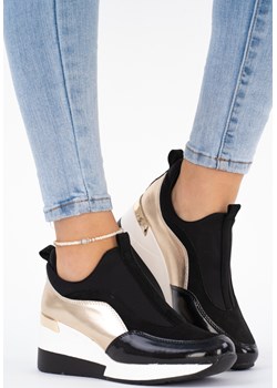 Czarno złote sneakersy botki damskie na koturnie Gilde - 40 Sklep-szpilka24 sklep-szpilka24 - kod rabatowy