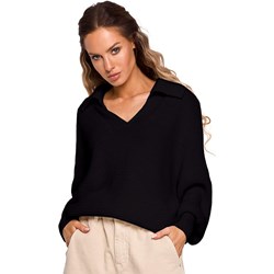 Sweter damski czarny w serek  - zdjęcie produktu