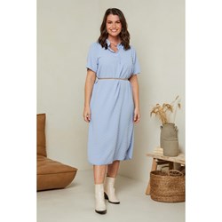 Sukienka niebieska Curvy Lady casual koszulowa  - zdjęcie produktu