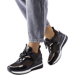 Buty sportowe damskie Venezia sneakersy czarne sznurowane jesienne  - zdjęcie produktu