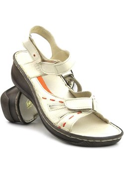 Skórzane sandały damskie Helios Komfort 638/2, ecru Helios Komfort wyprzedaż ulubioneobuwie - kod rabatowy
