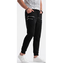 Czarne spodnie męskie Ombre z bawełny jesienne  - zdjęcie produktu