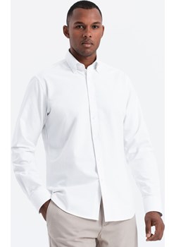 Koszula męska z tkaniny w stylu Oxford REGULAR - biała V1 OM-SHOS-0114 ombre - kod rabatowy