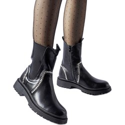 Botki czarne płaskie na zimę casual  - zdjęcie produktu