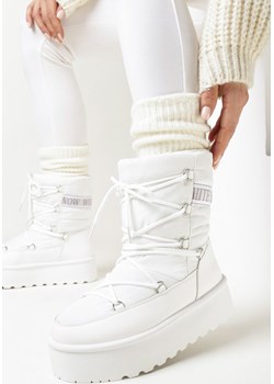Białe Śniegowce na Platformie z Wiązaniem Bizzanti born2be.pl wyprzedaż - kod rabatowy