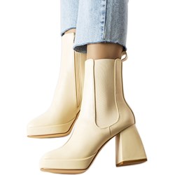 Botki z tworzywa sztucznego na zamek na obcasie na zimę  - zdjęcie produktu