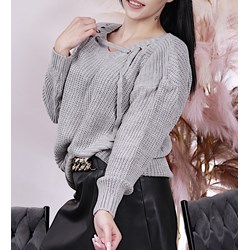 Sweter damski z okrągłym dekoltem  - zdjęcie produktu