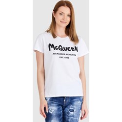 Alexander McQueen bluzka damska biała na wiosnę z okrągłym dekoltem młodzieżowa  - zdjęcie produktu