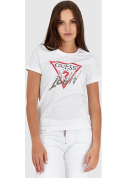 GUESS Biały t-shirt damski icon, Rozmiar M Guess outfit.pl wyprzedaż - kod rabatowy