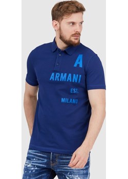 ARMANI EXCHANGE Granatowa koszulka polo z nadrukiem, Rozmiar M Armani Exchange okazyjna cena outfit.pl - kod rabatowy