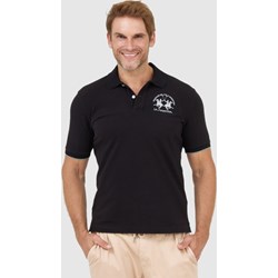 T-shirt męski La Martina na wiosnę czarny z krótkim rękawem  - zdjęcie produktu