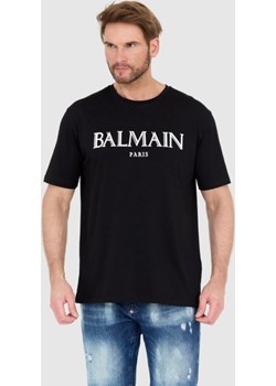 BALMAIN Czarny męski t-shirt z wypukłym gumowym logo, Rozmiar 2XL outfit.pl promocja - kod rabatowy