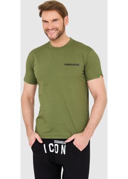 DSQUARED2 Zielony bawełniany t-shirt z małym logo, Rozmiar M Dsquared2 outfit.pl wyprzedaż - kod rabatowy