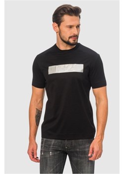 EMPORIO ARMANI Czarny t-shirt męski ze srebrnym logo, Rozmiar L Emporio Armani okazyjna cena outfit.pl - kod rabatowy