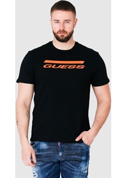 GUESS Czarny t-shirt męski z pomarańczowym logo, Rozmiar L Guess promocja outfit.pl - kod rabatowy
