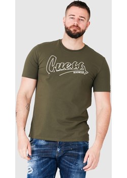 GUESS Oliwkowy t-shirt męski beachwear, Rozmiar L Guess okazja outfit.pl - kod rabatowy