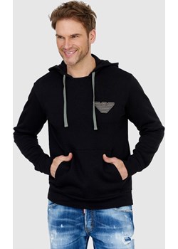 EMPORIO ARMANI Czarna bluza męska z kapturem i szarym logo, Rozmiar M Emporio Armani outfit.pl wyprzedaż - kod rabatowy